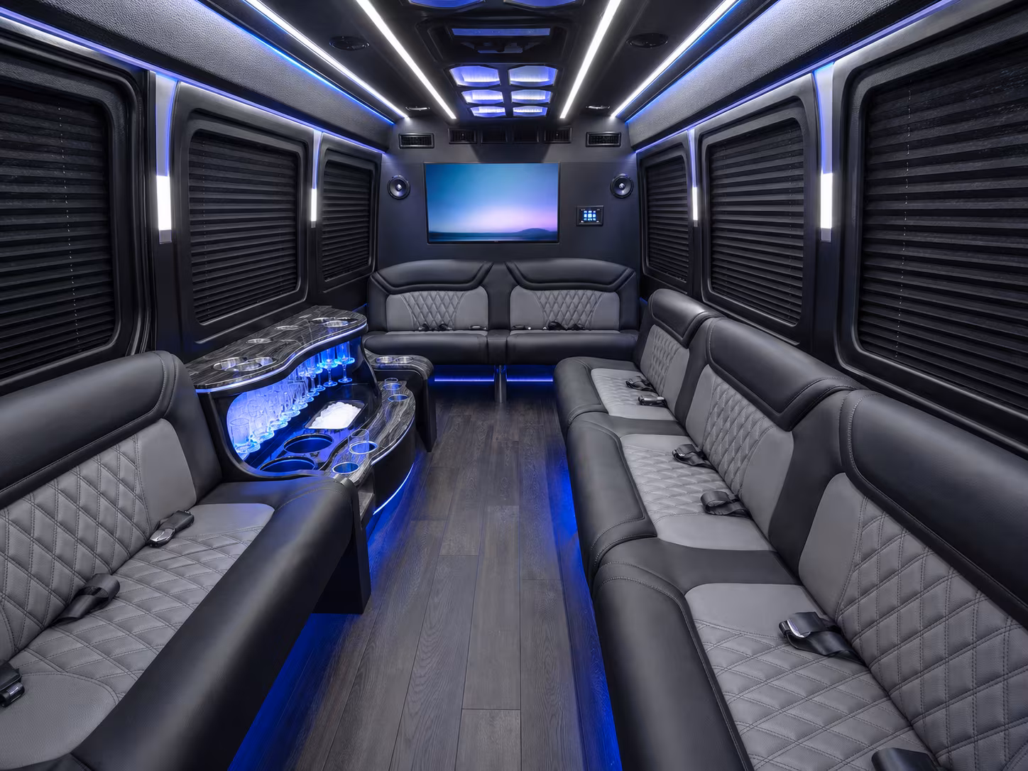 Oceanside School Event Transportation party bus interior