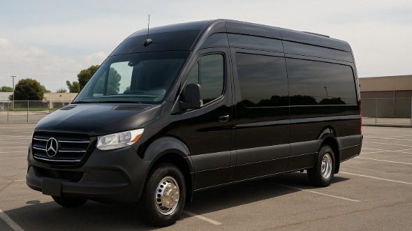 Exterior of Charter Bus Company Escondido's 14 Passenger Sprinter Limousine in Escondido