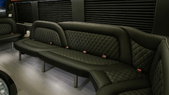 Interior of Charter Bus Company Vista's 14 Passenger Sprinter Limousine in Vista