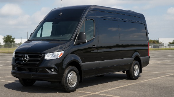 Exterior of Charter Bus Company Murrieta's 14 Passenger Sprinter Limousine in Murrieta