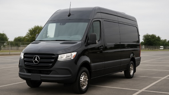 Exterior of Charter Bus Company San Marcos's 14 Passenger Sprinter Limousine in San Marcos