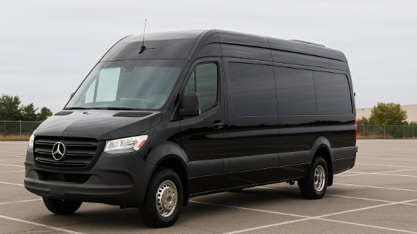 Exterior of Charter Bus Company Vista's 14 Passenger Sprinter Limousine in Vista