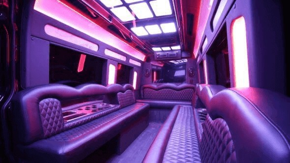 Interior of Charter Bus Company Escondido's 15 Passenger Party Bus in Escondido