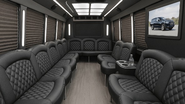 Interior of Charter Bus Company Encinitas's 20 Passenger Party Bus in Encinitas