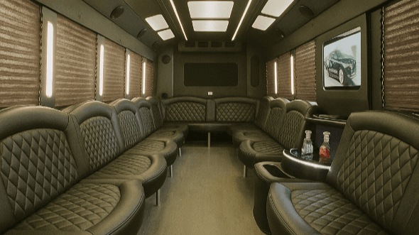 Interior of Charter Bus Company Temecula's 20 Passenger Party Bus in Temecula
