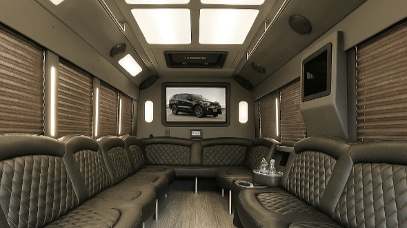 Interior of Charter Bus Company San Diego's 25 Passenger Party Bus in San Diego