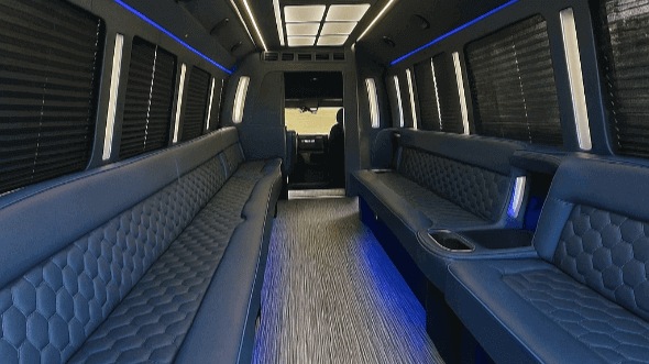 Interior of Charter Bus Company Carlsbad's 28 Passenger Party Bus in Carlsbad