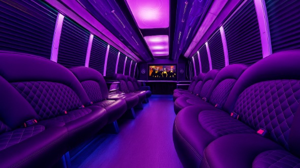 Interior of Charter Bus Company Escondido's 28 Passenger Party Bus in Escondido