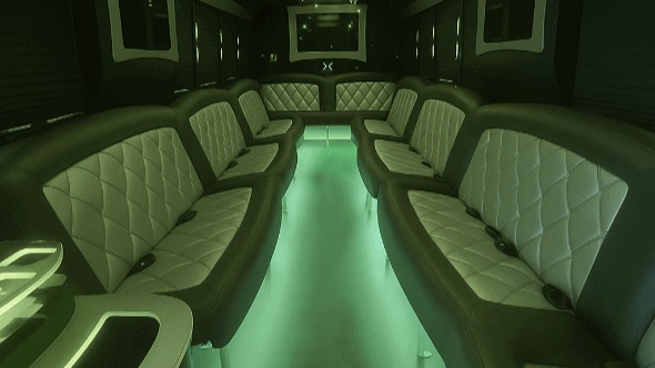 Interior of Charter Bus Company Vista's 28 Passenger Party Bus in Vista