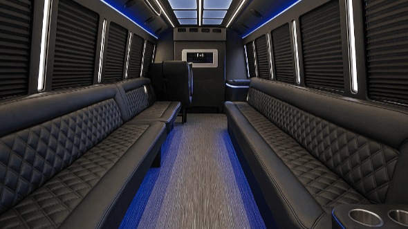 Interior of Charter Bus Company San Marcos's 30 Passenger Party Bus in San Marcos