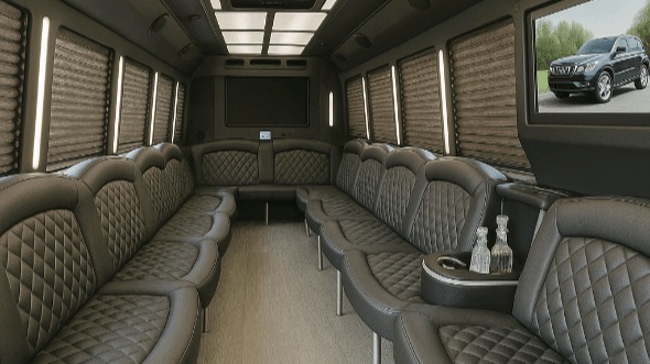 Interior of Charter Bus Company Vista's 30 Passenger Party Bus in Vista