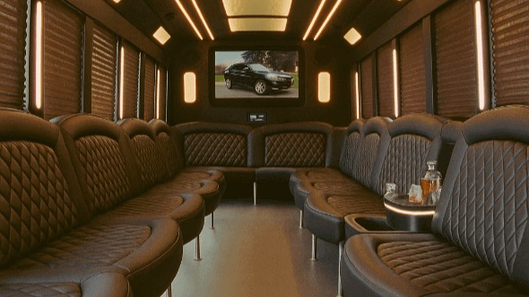 Interior of Charter Bus Company Murrieta's 40 Passenger Party Bus in Murrieta