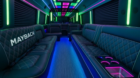 Interior of Charter Bus Company Encinitas's 50 Passenger Party Bus in Encinitas