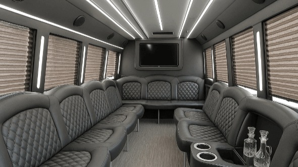Interior of Charter Bus Company Murrieta's 50 Passenger Party Bus in Murrieta