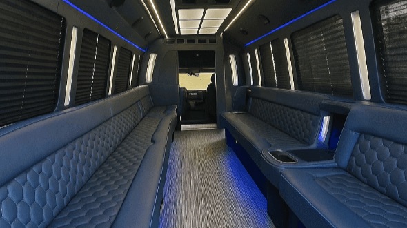 Interior of Charter Bus Company Temecula's 50 Passenger Party Bus in Temecula