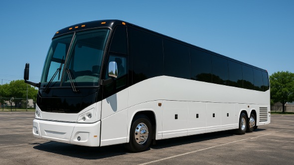 Exterior of Charter Bus Company San Marcos's 50 Passenger Party Bus in San Marcos