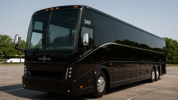 Exterior of Charter Bus Company Vista's 50 Passenger Party Bus in Vista