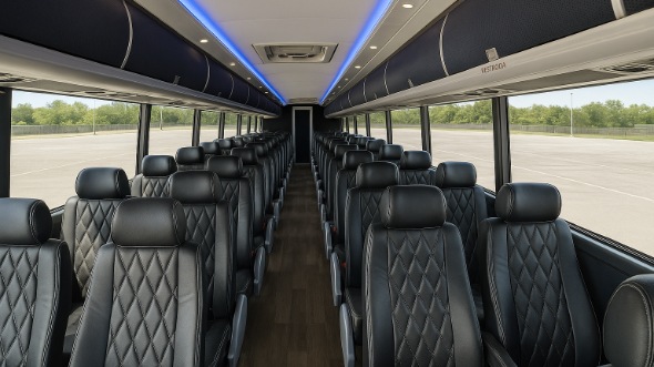 Interior of Charter Bus Company Oceanside's 55 Passenger Charter Bus in Oceanside
